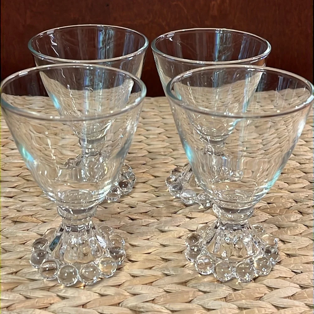 4 Vintage Berwick “Boopie” bubble glass cordial Glasses